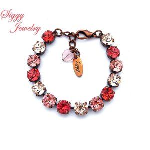 Swarovski Crystal 8mm Summer Peach Tennis Bracelet
